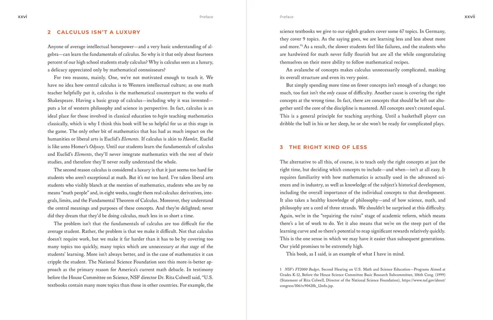 Calculus isn’t a luxury, Preface, pp. xxvi–xxvii