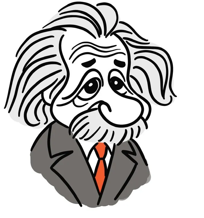 A caricature of Albert Einstein.