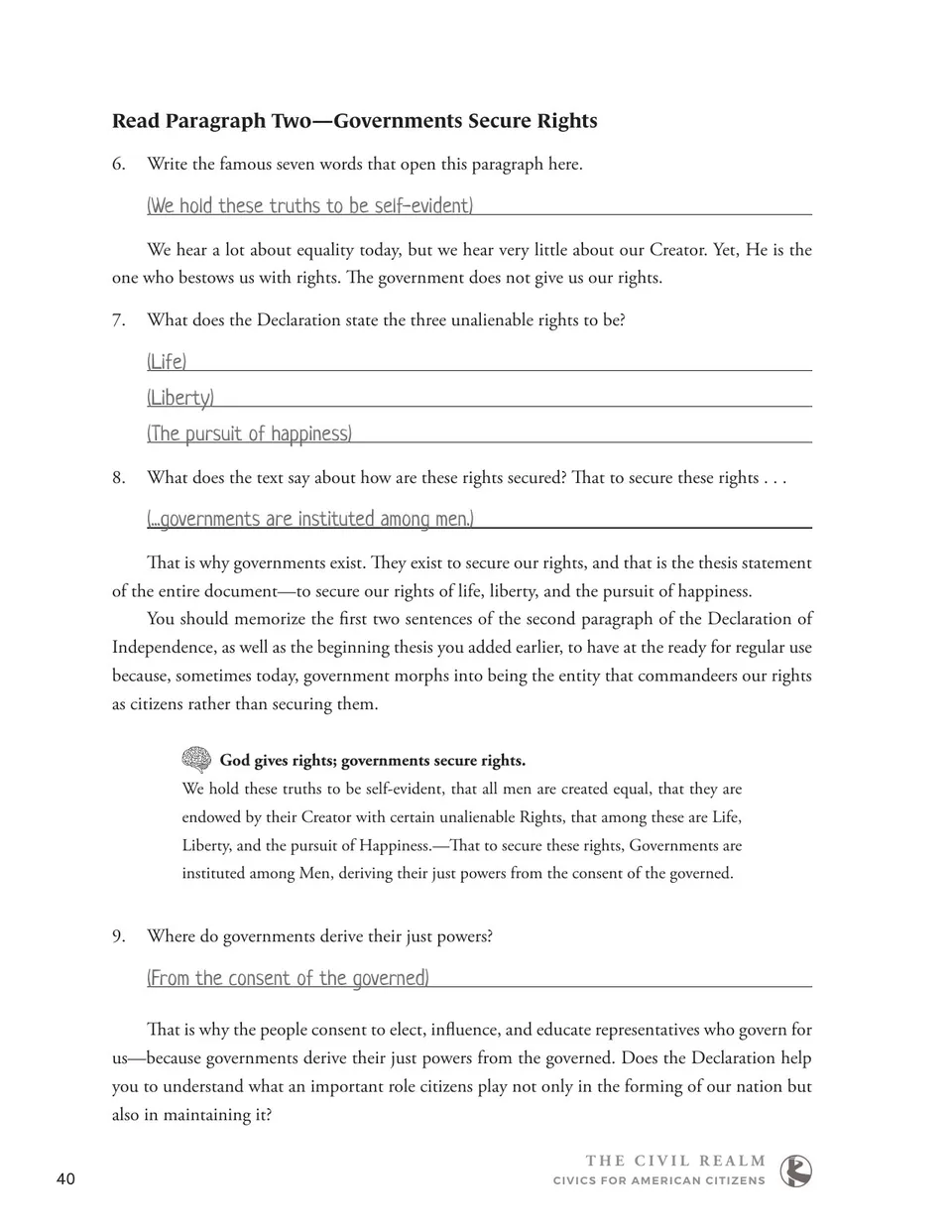 A page of the Teacher’s Edition, with its answers