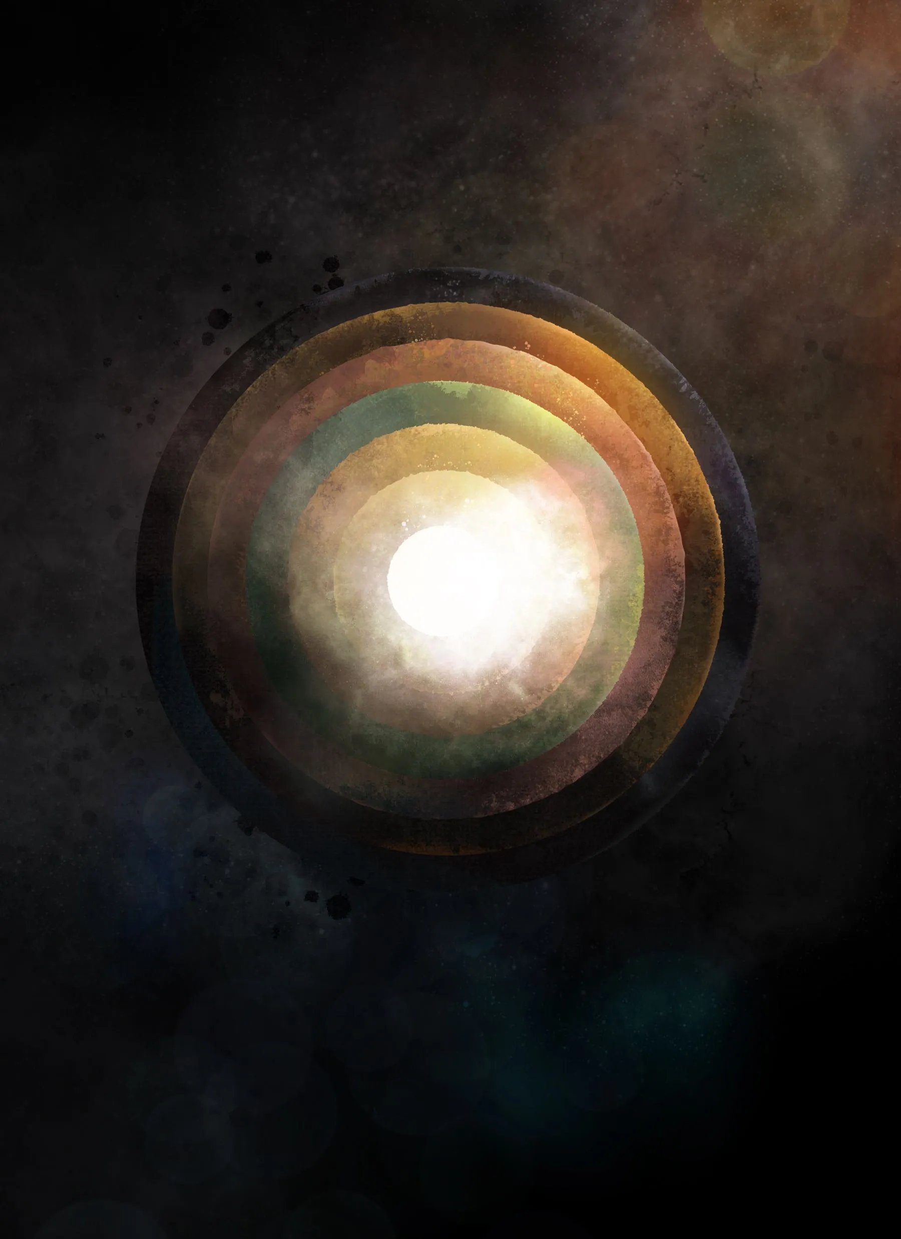 The painted spheres of the medieval heavens, glowing from the centre